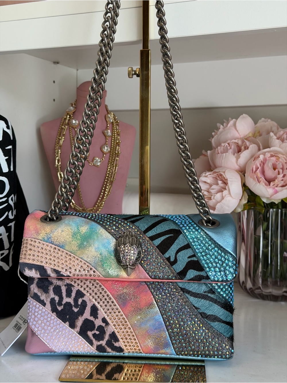 Kurt Geiger Kensington Multicolor Iridescent Animal Print Shoulder Bag - Picture 7 of 14